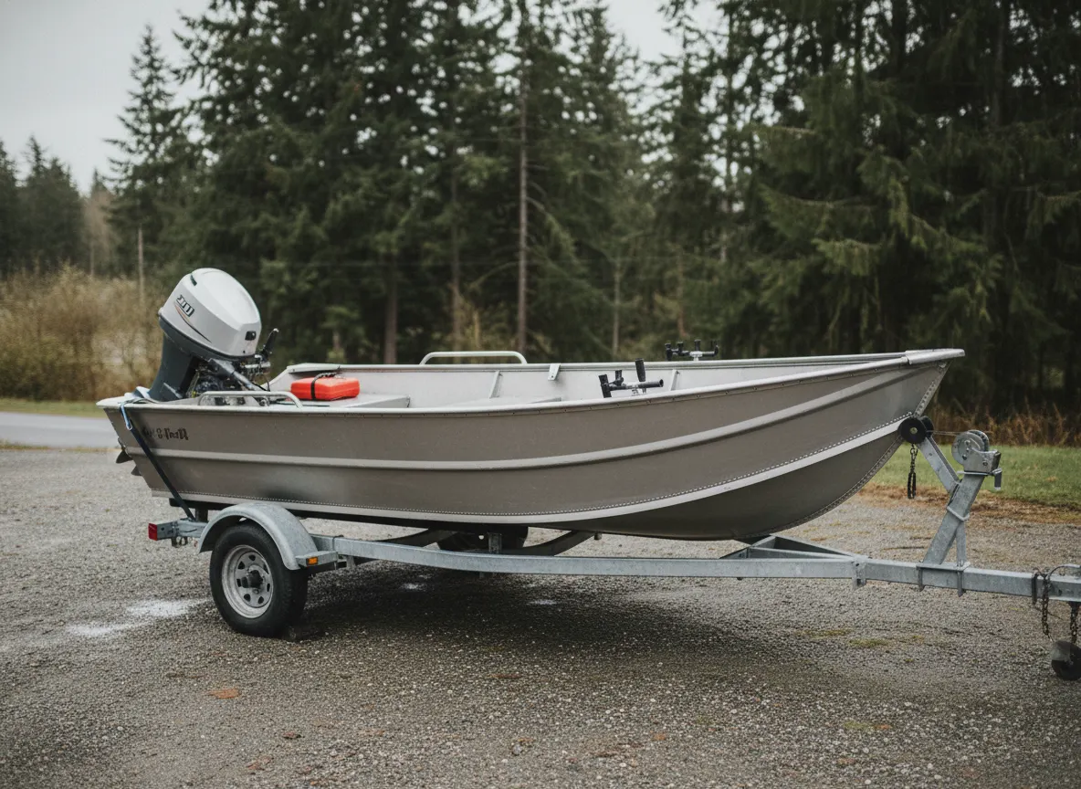 14′ Livingston Skiff with Trailer & 9.9 Yamaha